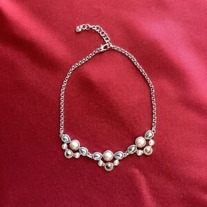 Brighton collar necklace, faceted pearl beads, silver and goldtone